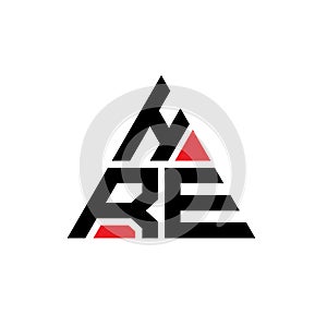 HRE triangle letter logo design with triangle shape. HRE triangle logo design monogram. HRE triangle vector logo template with red photo