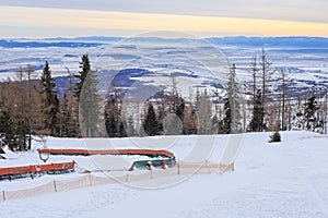 View of a blue plateau from a ski and hiking Hrebienok resort.