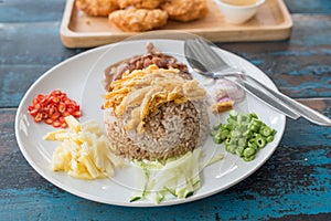 hrimp Paste Fried Rice with Condiments