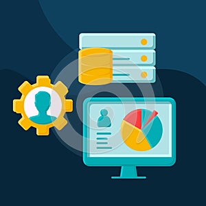 HRIS flat concept vector icon