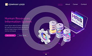 Hris isometric landing page. Human resources tech