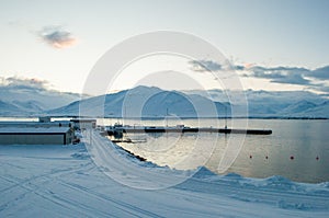 Hrisey harbor in Iceland