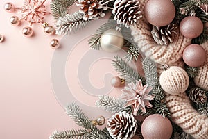 ?hristmas background in pink colors. AI