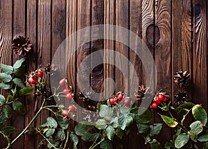 Ð¡hristmas decoration on wooden background.