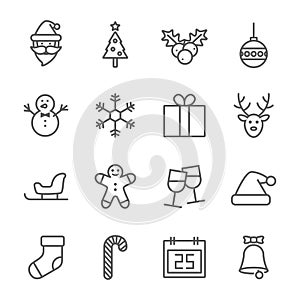 Hristmas line icon set