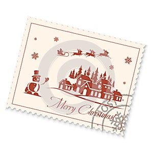 ÃÂ¡hristmas postage stamp on a white background photo