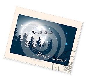 ÃÂ¡hristmas postage stamp on a white background