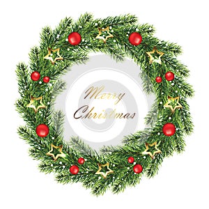 Ð¡hristmas wreath isolated on white background.