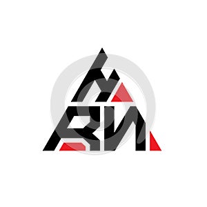 HRN triangle letter logo design with triangle shape. HRN triangle logo design monogram. HRN triangle vector logo template with red
