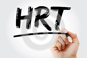 HRT - Hormone Replacement Therapy acronym with marker, health concept background photo