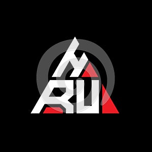 HRU triangle letter logo design with triangle shape. HRU triangle logo design monogram. HRU triangle vector logo template with red