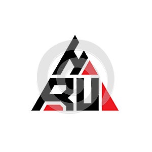 HRU triangle letter logo design with triangle shape. HRU triangle logo design monogram. HRU triangle vector logo template with red