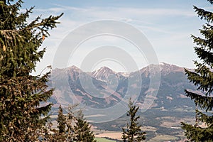 Hruby vrch, Jakubina, Klin, Nizna Bystra and Bystra peaks in autumn Zapadne Tatry mountains in Slovakia