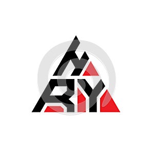 HRY triangle letter logo design with triangle shape. HRY triangle logo design monogram. HRY triangle vector logo template with red