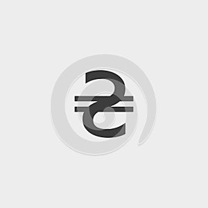 Hryvnia icon in a flat design in black color. Vector illustration eps10