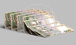 Hryvnia. Ukrainian money. Banknotes fall on each other. The concept of finance