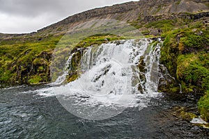HrÃ­svaÃ°sfoss waterfall in river Dynjandi in Arnarfjordur in the westfjords of Iceland
