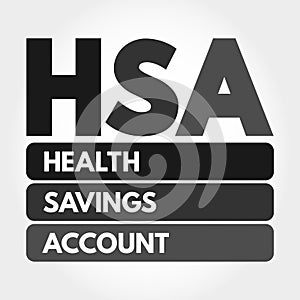 HSA - Health Savings Account acronym concept