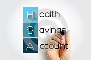 HSA Health Savings Account - tax-advantaged account to help people save for medical expenses that are not reimbursed by high-