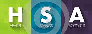 HSA Health Savings Account - tax-advantaged account to help people save for medical expenses that are not reimbursed by high-