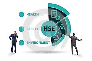 HSE concept for health safety environment with businessman