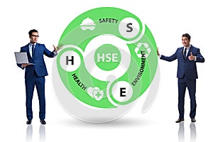 HSE concept for health safety environment with businessman