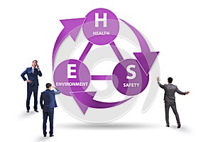 HSE concept for health safety environment with businessman