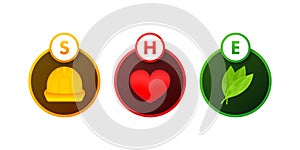 HSE - Health Safety Environment, Environmental Protection. Business circle. Vector stock illustration.