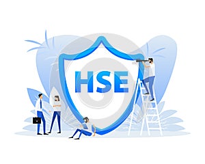 HSE - Health Safety Environment. Work safety. Safe industry and workplace standard.