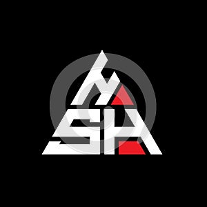 HSH triangle letter logo design with triangle shape. HSH triangle logo design monogram. HSH triangle vector logo template with red photo