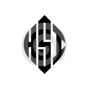 HSI circle letter logo design with circle and ellipse shape. HSI ellipse letters with typographic style. The three initials form a