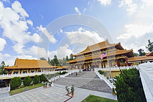 Hsi Lai Temple with American flag