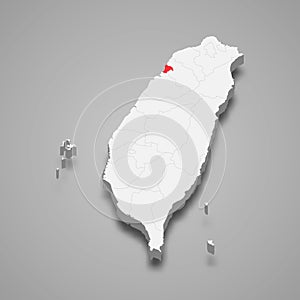 Hsinchu City division location within Taiwan 3d map