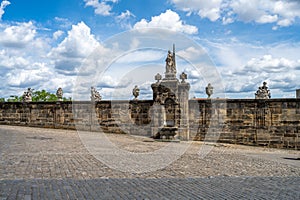 Hsitoric wall at the cathedral square in Bamberg photo