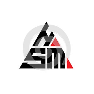 HSM triangle letter logo design with triangle shape. HSM triangle logo design monogram. HSM triangle vector logo template with red photo