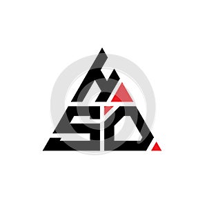 HSO triangle letter logo design with triangle shape. HSO triangle logo design monogram. HSO triangle vector logo template with red