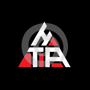 HTA triangle letter logo design with triangle shape. HTA triangle logo design monogram. HTA triangle vector logo template with red
