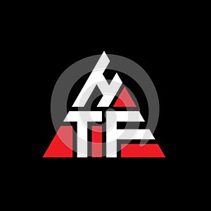 HTF triangle letter logo design with triangle shape. HTF triangle logo design monogram. HTF triangle vector logo template with red