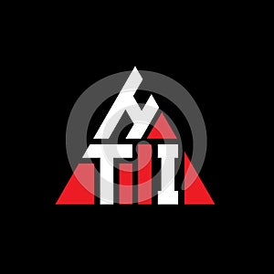 HTI triangle letter logo design with triangle shape. HTI triangle logo design monogram. HTI triangle vector logo template with red