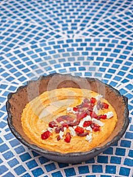Htipiti, a Greek appetizer based on feta cheese and roasted red peppers