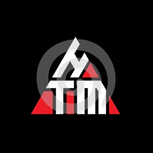 HTM triangle letter logo design with triangle shape. HTM triangle logo design monogram. HTM triangle vector logo template with red