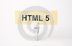 html 5 text on paper. On white background