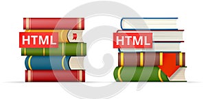 HTML books stacks icons