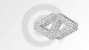 HTML code Bracket model. Coding technology, software programming concept. Abstract, digital, wireframe, low poly mesh