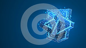 HTML code Bracket model. Coding technology, software programming concept. Abstract, digital, wireframe, low poly mesh, vector