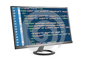 HTML code on computer monitor