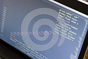 HTML code. Computer programming source code. Abstract screen of web developer. Digital technology modern background