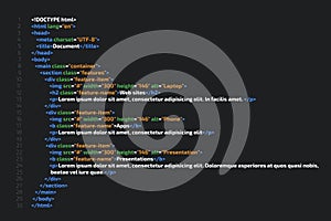 HTML code website. Coding, programming concept.