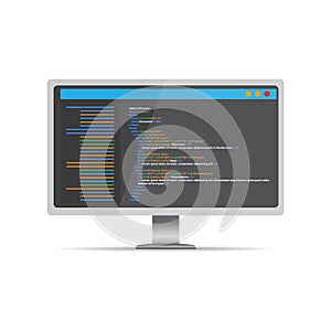 HTML code website. Desktop coding, programming concept.