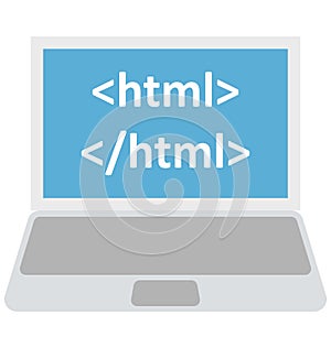 HTML Coding Color Isolated Vector Icon that can be easily modified or edit